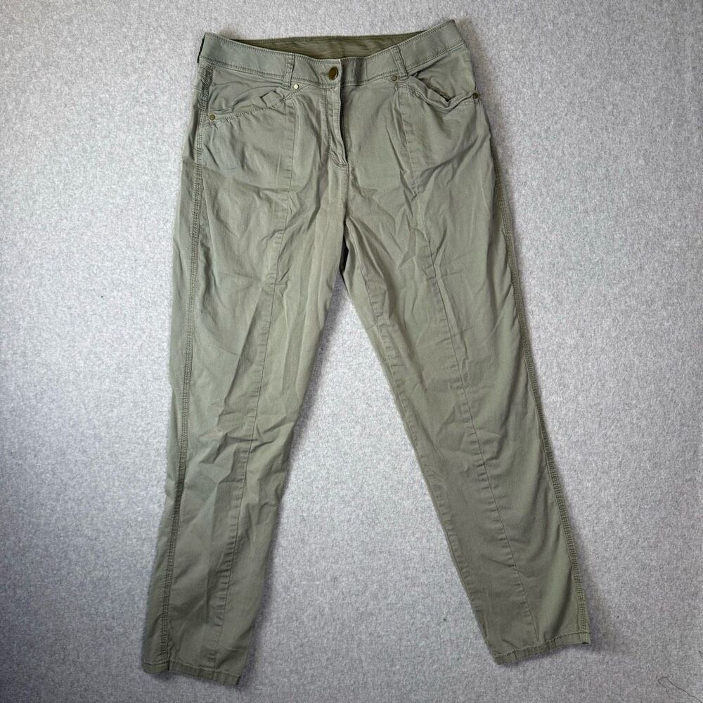 Chicos Womens Size 0.5 US XS Slim Leg Ankle Chino Pants Olive Green Pockets